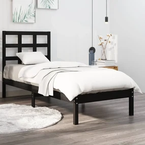 vidaXL Bedframe massief hout zwart 90x190 cm 3FT Single