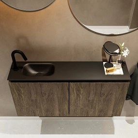 Mondiaz Ture 100cm toiletmeubel dark brown met wastafel urban links 1 kraangat