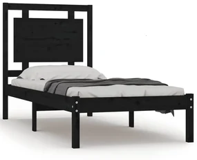vidaXL Bedframe massief hout zwart 90x190 cm 3FT Single