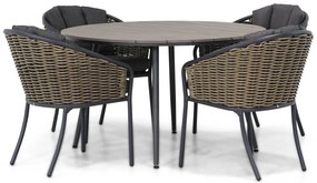 Tuinset Ronde Tuintafel 4 personen 125 cm Wicker Grijs  Santika Furniture Santika Tika