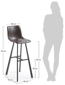 Kave Home Trap Barkruk Geborsteld PU Leer Donkerbruin