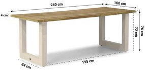 Dining Tuintafel rechthoekig 240 x 100 cm Aluminium/teak Taupe Talai