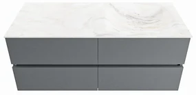 Mondiaz Vica DLux badmeubel 120cm plata 4 lades met wastafel ostra rechts zonder kraangat
