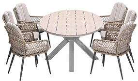 Garden Impressions Kalibo tuinset 7-delig - Tulli tuintafel 220x115 cm - light teak vironwood