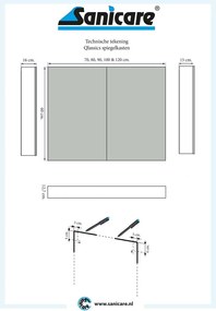 Sanicare Spiegelkast Qlassics Ambiance 70 cm. 2 dubbelzijdige spiegeldeuren antraciet