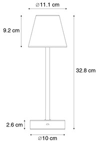 Buitenlamp Tafellamp messing incl. LED oplaadbaar met touch dimmer - Renata Design IP44 Buitenverlichting Lamp
