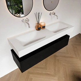 Zaro Alan badmeubel 140cm urban 1 lade met vrijhangende wastafel cloud dubbel zonder kraangat talc
