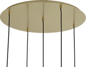 Hotel Chique hanglamp messing met blauw en groen glas 5-lichts - Qara