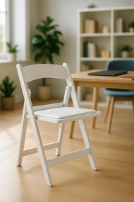 Pak 4 opvouwbare Gala stoelen met kussen met houteffect