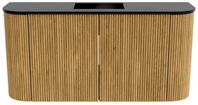 Mondiaz Joya 85cm toiletmeubel ronding links/rechts oak met wastafel faye midden zonder kraangat urban