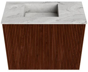 Mondiaz Joya DLux 50cm toiletmeubel ruby met wastafel faye links 1 kraangat glace