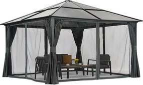 Modern tuinhuisje Santiago Premium 4x4m Tuinpunt antraciet