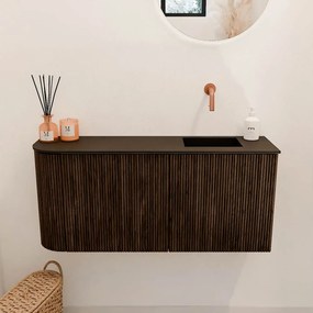 Mondiaz Joya 90cm toiletmeubel ronding links walnut met wastafel faye rechts zonder kraangat urban