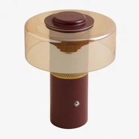 Elfriede Draadloze Led Buiten Tafellamp In Glas En Staal Rood – Baksteen - Sklum