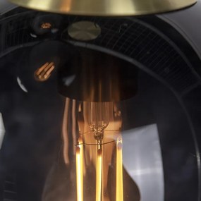 Smart hanglamp met dimmer messing met zwarte glas 3-lichts incl. Wifi ST64 - Pallon E27 bol / globe / rond Binnenverlichting Lamp