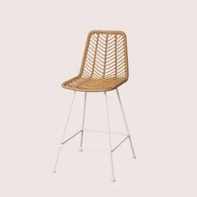 Set Van 4 Hoge Tuinkrukken In Synthetisch Riet Natuurlijk Gouda Natuurlijk & ↑65 Cm & Wit & Geen Kussen - Sklum