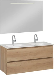Saqu Diverso Badmeubelset Compleet 120cm inclusief spiegel Nature/Eiken