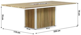 Tuinset 6 personen 220 cm Aluminium/Teak/Kunststof /Aluminium/teak Wit Hartman Sophie