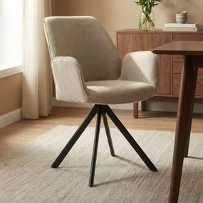 Beige Eetkamerstoel Met Armleuningen