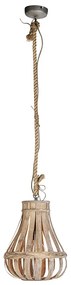 Landelijke hanglamp hout met touw 34cm - Excalibur Landelijk / Rustiek E27 rond Binnenverlichting Lamp