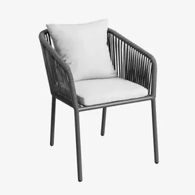Pakket Van 4 Arhiza Classic Tuinstoelen Met Aluminium Armleuningen En Gevlochten Touw Grijs – Grafiet - Sklum