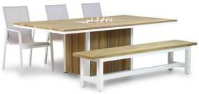 Tuinset 6 personen 220 cm Aluminium/Teak/Textileen /Aluminium/teak/Aluminium/textileen Wit Lifestyle Garden Furniture Ultimate/Los