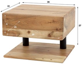 Hangend Nachtkastje Acacia Hout - 35x32x27cm.