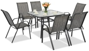 Modena grijze tuintafel voor 6 personen met Garden Point vierkante tafel
