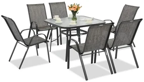 Modena grijze tuintafel voor 6 personen met Garden Point vierkante tafel