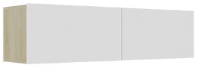 vidaXL Tv-meubel 120x30x30 cm bewerkt hout wit en sonoma eikenkleurig