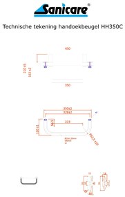 Sanicare handdoekbeugel chroom 35 cm voor design radiatoren