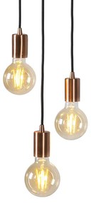 Art Deco hanglamp koper 3-lichts - Facil Design, Modern E27 rond Binnenverlichting Lamp