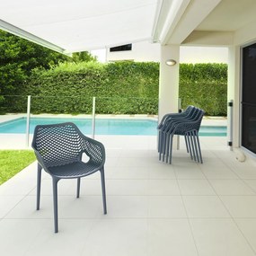 Garden Impressions Air XL kunststof tuinstoel donker grijs 4 stuks