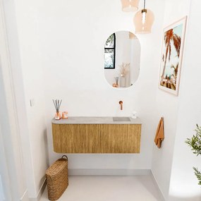 Mondiaz Joya DLux 110cm toiletmeubel ronding links oak met wastafel faye rechts zonder kraangat glace