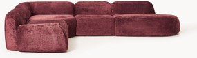 XL modulaire teddy bouclé hoekbank Wolke (4-zits) met chaise longue