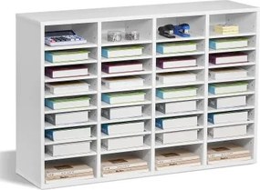 VEVOR Literatuur Organizer Documentenbak met 36 vakken en verstelbare planken, Bestandssorteerder Brievenbak Documentenopslag Gemaakt van spaanplaat en MDF, Opbergruimte voor Kantoor Klaslokaal Wit