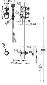 Tres Clasic thermostatische inbouw badkraan met doucheset chroom