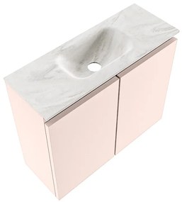 Mondiaz Ture DLux toiletmeubel 60cm rosee met wastafel ostra midden met kraangat