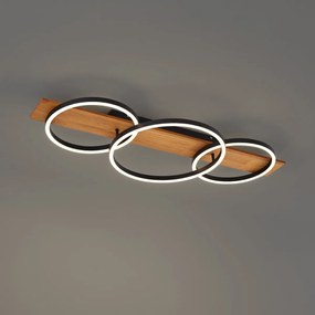 Design plafondlamp zwart rond incl. LED 3-staps dimbaar 3-lichts - Nimue