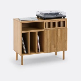 Vinyl meubel in massief eik, Bilbao