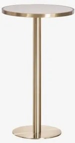 Ronde Hoge Barkruktafel Ø60 Cm In Xiren Gres Wit - Geborsteld Goud - Sklum