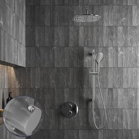 Saniclear Talpa Curved inbouw regendouche rond met 30cm hoofddouche, muurarm, 2 standen handdouche en glijstang chroom