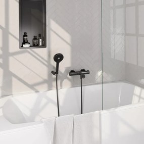 Brauer Gunmetal Carving Badkraan - douchegarnituur - handdouche rond 3 standen - carving knop - PVD - geborsteld gunmetal 5-GM-247