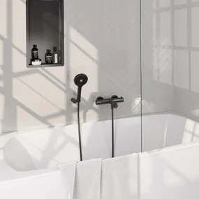 Brauer Gunmetal Carving Badkraan - douchegarnituur - handdouche rond 3 standen - carving knop - PVD - geborsteld gunmetal 5-GM-247