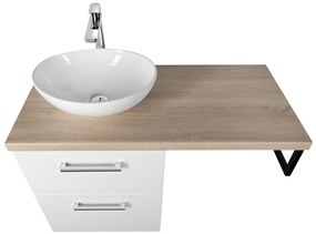 Aqualine Vega 97.5cm badkamermeubel met ovale waskom links wit