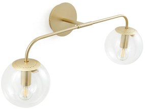 Dubbele wandlamp in messing en glas, Moricio