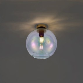 Art Deco plafondlamp goud met regenboog glas - Sandra