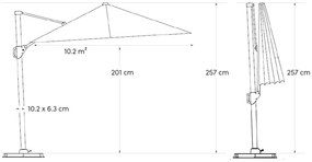 Zweefparasol  3.2x3.2m (excl.voet) Taupe-naturel-bruin Platinum Beaufort premium