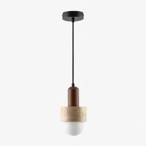 Plafondlamp van travertijn en hout (Ø12 cm) Davise - Sklum