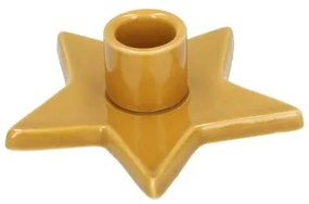 Kandelaar ster voor minikaars, porselein, oker